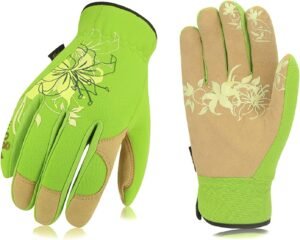 Vgo... Gardening Gloves for Women,Puncture-proof,Thornproof,Safety Work Gloves for Weeding,Digging,Synthetic Leather(M,Green,SL7743)