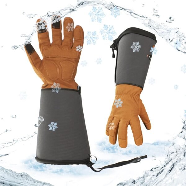 Vgo... Winter Warm Work Gloves Men Women, Extended Pig Split Leather Cuff,Thorn Proof,Gardening(SL6592F)