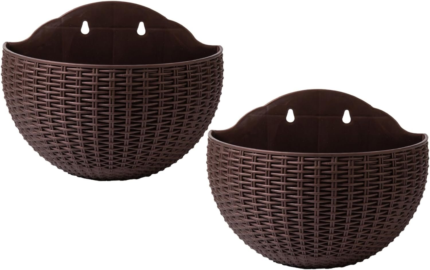 Wall Planter 2PCS Wall Hanging Planter Half Round Fence Planters Wall Planter 2PCS Wall Hanging Planter Half Round Fence Planters with Drainage and Hooks Wall Mounted Planters for Balcony Garden Railing Indoor Outdoor Coffee