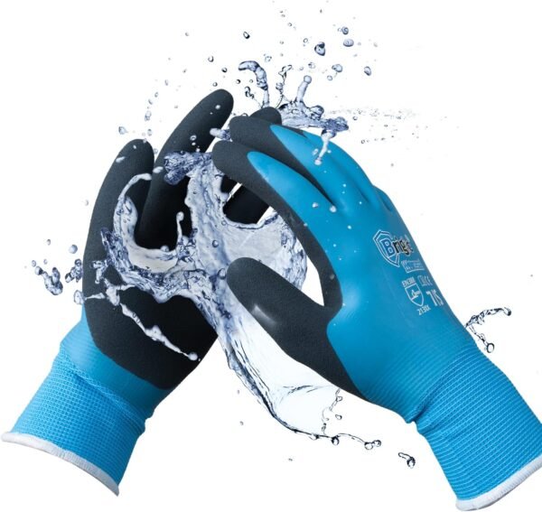 Waterproof Gloves-Flexible & Great Grip, Waterproof Work Glove with Double Coated Latex, Gardening Gloves for cleaning