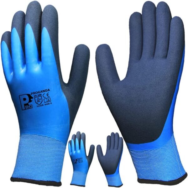 Waterproof Work Gloves Double Latex Coated Superior Grip for Gardening Outdoor Fishing Car Cleaning Multipurpose