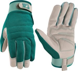 Wells Lamont Women's High Dexterity Adjustable Work and Gardening Gloves, Green, Small (7754S)