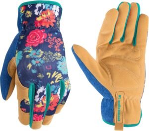 Wells Lamont Women's Slip-On Stretch Synthetic Leather Palm Gardening Gloves, Small 7723