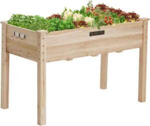 Wooden Raised Garden Bed, 45”L X 23”W X 30”H Garden Planter with Legs for Vegetable, Flower, Herb, Elevated Wood Planter Box Stand，Perfect for Outdoor, Backyard, Patio, Gardening Balcony