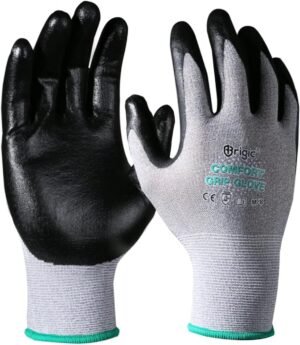 Work Gloves for Men & Women, Power Grip, Touchscreen, Durable Foam Nitrile Coated, for Masonry Warehouse Gardening