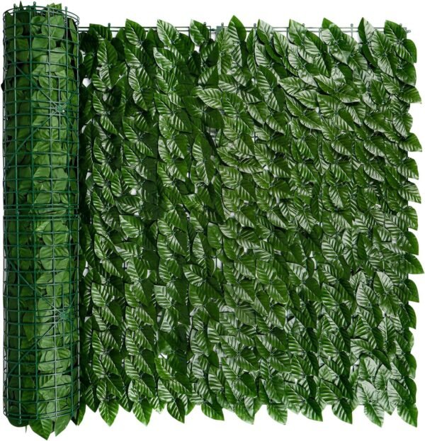 iCover Artificial Ivy Privacy Screen for Fence, 39x118in Strengthened Joint Prevent Leaves Falling Off, Faux Hedge Panels Greenery Vines, Decorative Fence for Outdoor, Garden