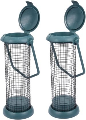 2pcs Outdoor Bird Feeder Grease Container Metal Bird Tube Feeder Metal Birds Feeder Food Container Suet Bird Feeder Automatic Pet Feeder Bird Resting Tool Hanging Plastic