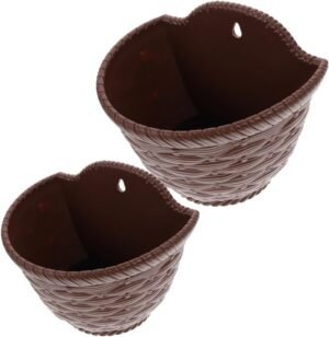 2pcs Patio Flowerpot Hanging Wall Planter Balcony Planters Hanging Pots for Plants Outdoor Flowerpot Holder Indoor Wall Planter Flowerpot for Garden Hanging Plant Pot Wall Planters