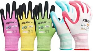 3 Pairs Kids Gardening Gloves with Womens Garden Gloves,Happy Family Gardening