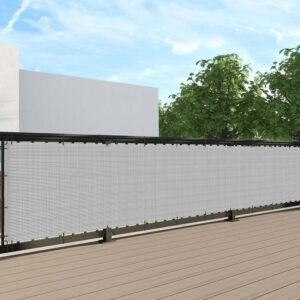 3'x12' Balcony Privacy Fence Apartment UV Protection Screen Fence Windscreen Cover for Balcony Porch Deck Outdoor Patio Backyard with Zip Ties (Gray)