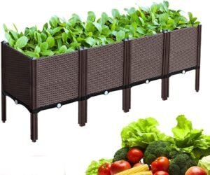 4 Pcs Planters for Outdoor Plants Elevated Garden Boxes Planter Box Raised Garden Bed with Legs Plant pots Perfect for Garden Patio Balcony Deck to Planting Flowers Vegetables Tomato and Herbs