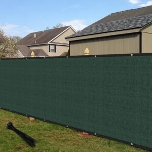 5'x30' Privacy Fence Screen Windscreen with Copper Grommets, Fit for Commercial Fence and Residential Garden Outdoor 90% UV Blockage, Cable Zip Ties Included (Green)