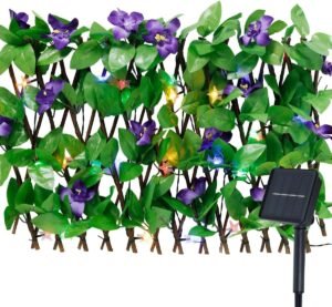 Artificial Ivy Privacy Fence Screen, Expandable Fence with Solar Light String, Faux Ivy Fence Panel Backdrop, Artificial Hedges Fence Screen Leaf Decor for Garden Balcony Patio Backyard