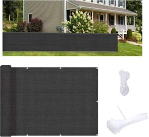 Balcony Privacy Screen for Patio with 95% UV Protection and Breathable Mesh Fabric, Durable and Easy to Install Privacy Solution for Apartments, Porch, Plants, Fence and Garden(Black 3FT * 16FT)