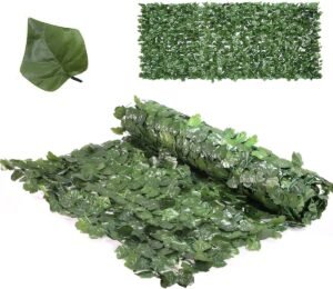 Barton 118" x 39" Artificial Hedge Panels Faux Ivy Fence Leaf Privacy Screen Decorative Trellis Wall Screen for Outdoor Garden and Yard Decoration, Dark Green