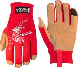 Cestus GenU Red, Gardening Gloves for Women, Touchscreen, Breathable, Red