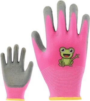 Child Gardening Gloves, Soft Safety Rubber Gloves for Yard Work, Weeding, Digging, Raking, and Pruning