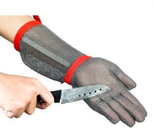 Cut Resistant Gloves with Extended Arms, Kitchen Gardening Fishing Metal Chainmail Gloves, Left and Right Handed (Color : Arm 22cm, Size : 1PCS/M)