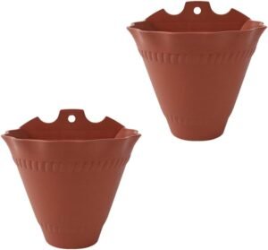 DOITOOL 2pcs Wall Hanging Flower Pot Wall Mounted Plant Holder Wall Hanging Planters Wall Succulent Planters Railing Planters Balcony Planters Plant Pot Wall-Mounted Basin Conical Resin