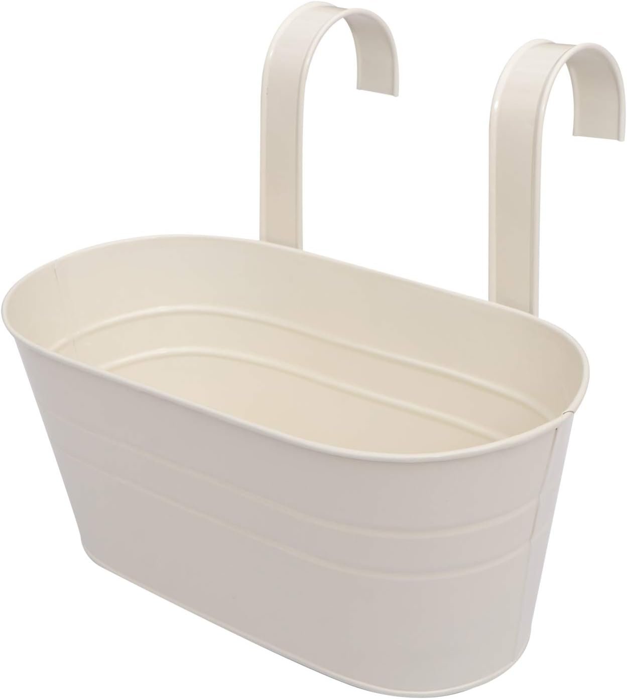 DOITOOL Hanging Flower Pots Vase Metal Iron Wall Hanging Planter DOITOOL Hanging Flower Pots Vase Metal Iron Wall Hanging Planter Bucket Flower Holders for Railing Fence Balcony Garden Home Decoration White