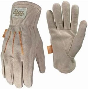 Digz Women's Full Suede Leather Garden Gloves | Durable Leather Gardening Gloves | Color: Tan | Size: Large