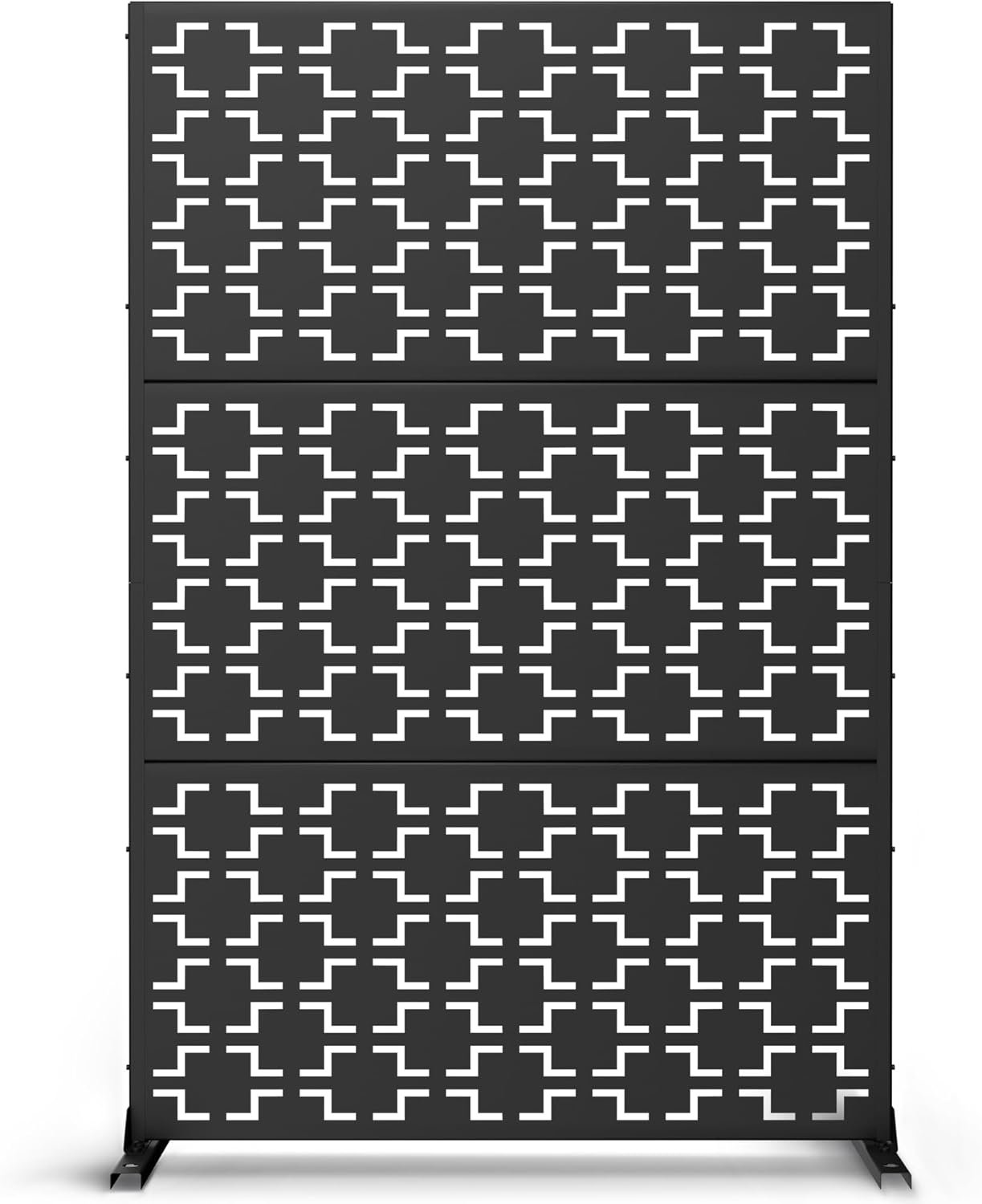Elevens Patio Privacy Screen, Outdoor Privacy Screen with Stand Decorative Elevens Patio Privacy Screen, Outdoor Privacy Screen with Stand Decorative Metal Privacy Screen Free Standing for Garden Backyard Balcony 72''Hx47''W,Black(Square)