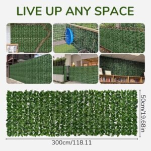 Expandable Privacy Fence, Decorative Fences Expandable Fence Privacy Screen, Faux Fence Greenery Balcony Privacy Screen Wall Decoration Privacy Hedges for Decorating Garden (Perilla Leaf)