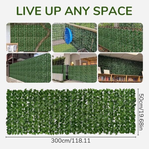 Expandable Privacy Fence, Decorative Fences Expandable Fence Privacy Screen, Faux Fence Greenery Balcony Privacy Screen Wall Decoration Privacy Hedges for Decorating Garden (Perilla Leaf)
