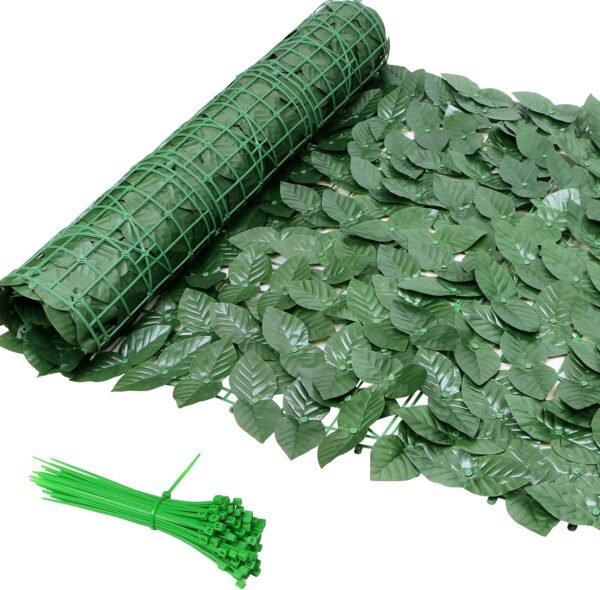 Faux Ivy Privacy Fence Screen Artificial Green Apple Leaf Fence Screen Vine Wall for Balcony Outdoor Patio Wedding Garden Deco (118.1" x 39.4")