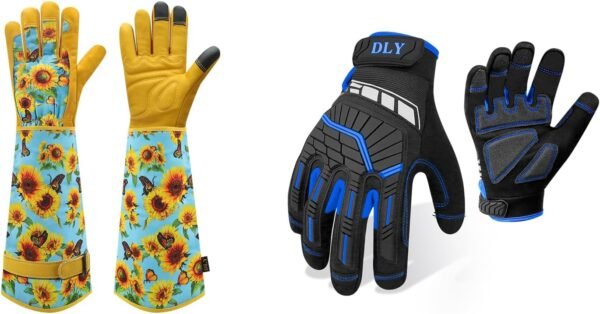 Gardening Gloves for Women, Medium, Blue & Heavy Duty Work Gloves, Large, Blue