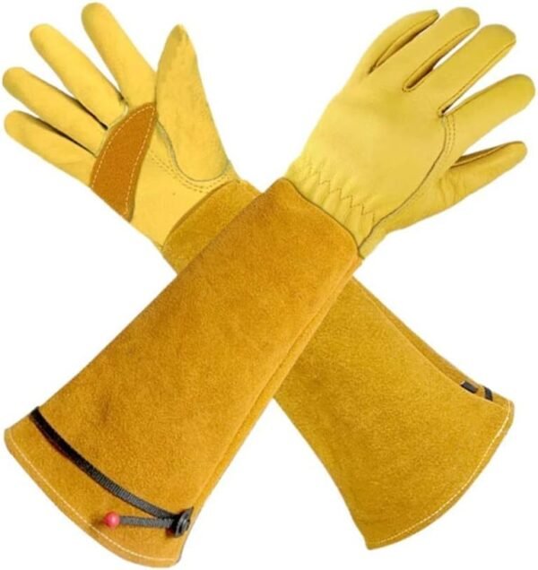 Gardening Gloves for Women/Men, Rose Pruning Thorn-Proof Gloves, Long Sleeve Work Garden Gauntlet Gloves (Color : Yellow, Size : Medium)