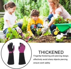 Gardening Gloves,Welding Gloves,Protective Work Gloves,Non Slip Rose Pruning Gardening Gloves Tools Women Men Working Soft Trimming Wear Resistant Thorn Proof Labor Long Sleeve (Color : Red, Size : 35