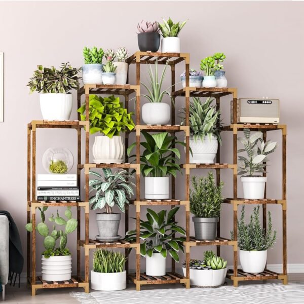 HOMKIRT 18 Tier Large Tall Plant Stand Indoor Outdoor, Plant Shelf Rack for Multiple Pots Table Holder Tower Flower Stand for Patio Porch Living Room Balcony Corner Garden Office Boho Decor