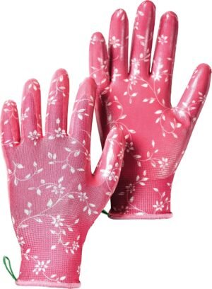 Hestra Job Garden Nitrile Dip Women’s Gardening Gloves for Potting, Planting and Everyday - Fuchsia - 7