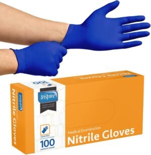 Inspire Nitrile Gloves | THE ORIGINAL Quality Stretch Nitrile Exam Cobalt Blue | Chemical Resistant Gloves | 4.5 Gloves