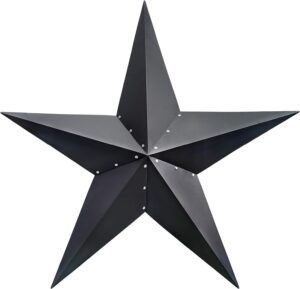 JoyEvy 48" Large Barn Star-Black Barn Star Outdoor Decoration-Metal Star for Outside Texas Stars Art Rustic Vintage Western Country Home Farmhouse Primitive House Decor- Primitive Wall Décor