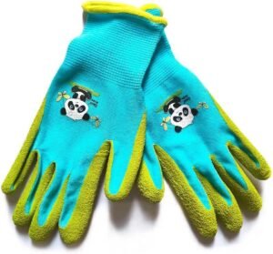 Kids Gardening Gloves for age 3-13, Children Safety Yard Garden Work Gloves, Boys Girls, Rubber Coated, 1Pair