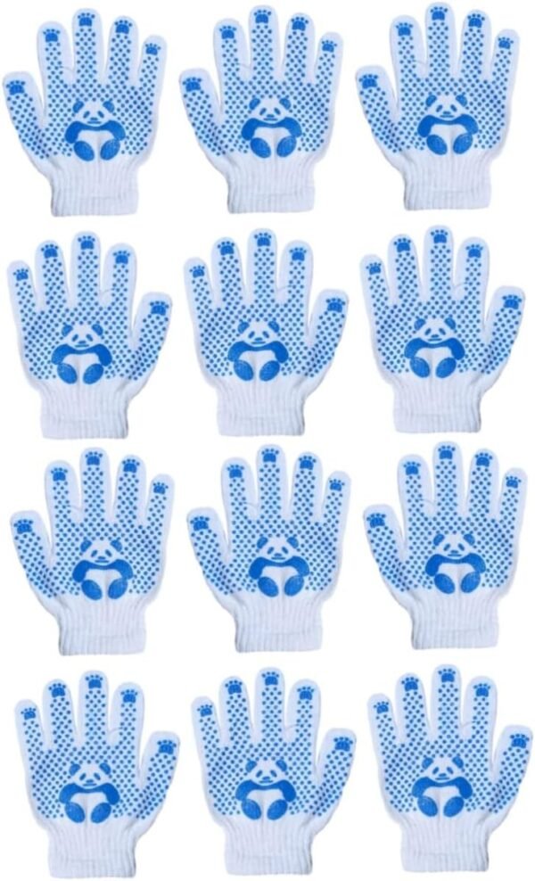 Kisangel 6 Pairs Panda Gloves Safety Kids Gardening Gloves Kids Working Gloves Outdoor Playing Gloves Kids