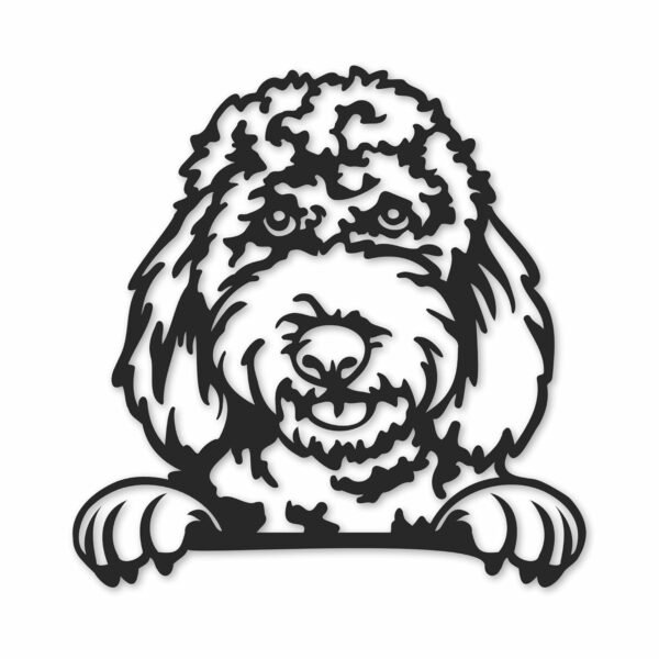 Labradoodle Dog Sign - Thick Powder Coated Steel - 13 in - Made in USA Doodle Outdoor Indoor Fence Wall Art Gift Hanging Garden Yard Living Room Bedroom Patio Balcony by Metal Slice