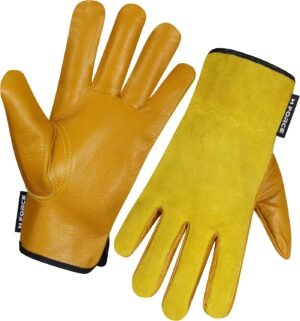 Leather Safety Work Gloves for Multi use Gardening,Carpenter,Construction,Thorn Proof Truck Driving for Mens & Womens