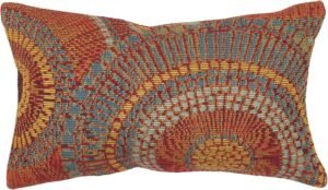 Liora Manne Marina Indoor/Outdoor Power Loomed Easy Care Pillows, Circles Saffron