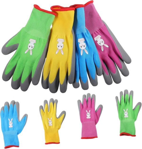 Mipcase 4 Pairs Children's Gloves Non-slip Gloves Garden Work Gloves Pruning Gloves for Garden Outdoor Sports