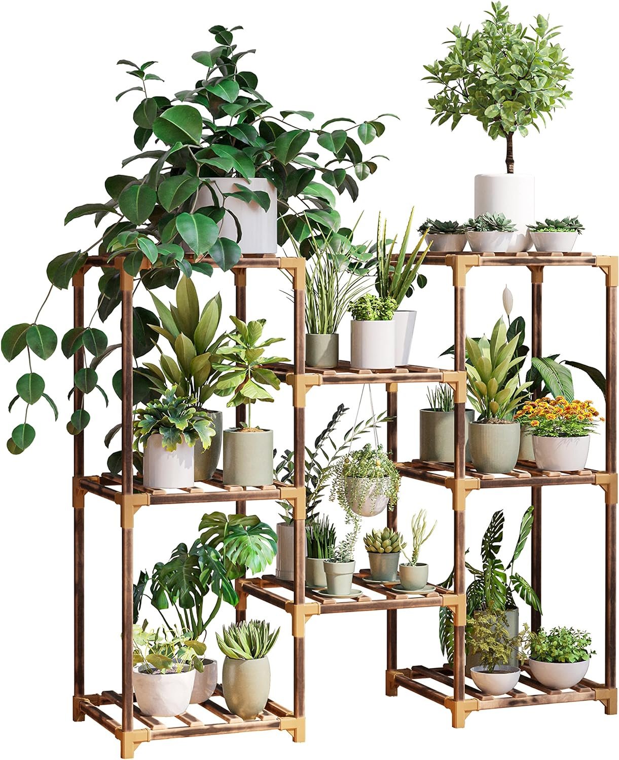 New England Stories Plant Stand Indoor, Outdoor Wood Plant Stands New England Stories Plant Stand Indoor, Outdoor Wood Plant Stands for Multiple Plants, Plant Shelf Ladder Table Plant Pot Stand for Living Room, Patio, Balcony, Plant Gardening Gift