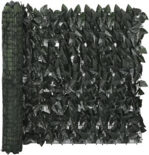 Outdoor Garden Artificial Faux Ivy Hedge Leaf and Vine Privacy Fence Wall Screen, for Outdoor Garden Decor, Balcony Screen with Dark Green Leaves 118.1"x29.5"