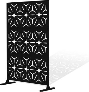 Outdoor Privacy Screens and Panels with Free Standing for Balcony Patio Garden Privacy Fence, Metal Laser Cut Decorative Privacy Screen 6 ft (New Gear)