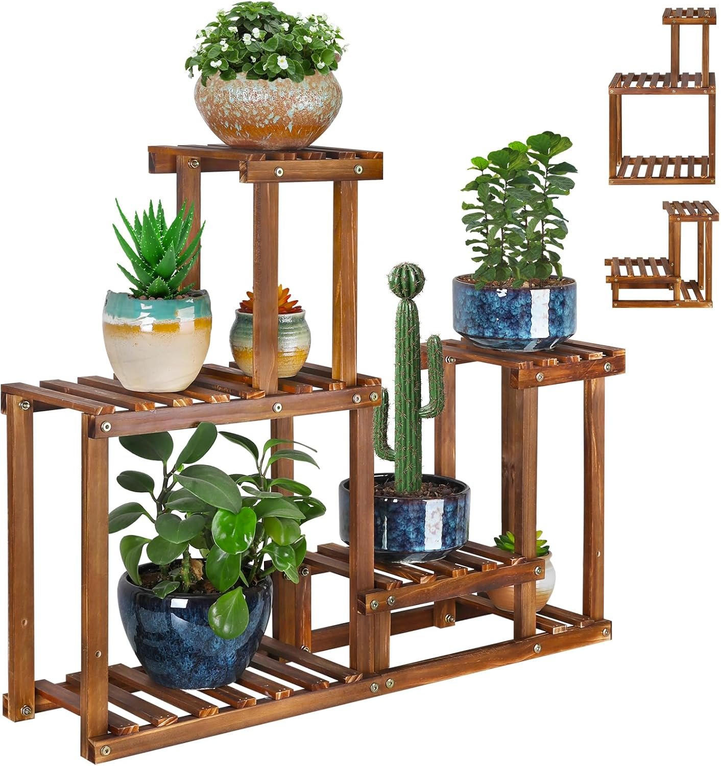 Plant Stand for multiple Plants Stands Indoor Outdoor Flower Pot Plant Stand for multiple Plants Stands Indoor Outdoor Flower Pot Stand 5 Tiers Flower Shelf Rack Plants Stands for Patio Balcony Living Room (Upgrade 2 in 1 )