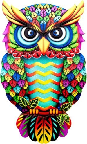 ROTORS Colorful Metal Owl Wall Decor for Outside Garden Decoration 3D Outdoor Wall Art Patio Fence Ornament Metal Yard Art Hanging Owl Decor for House, Porch, Balcony, Bedroom,Living Room (Style-4)