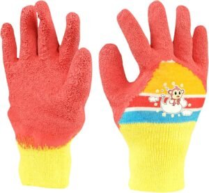 Rubber Coated Thornproof Kids Gardening Gloves for Boys Girls Age 3-12 Years Yard Lawn Work Planting Weeding Garden Gloves