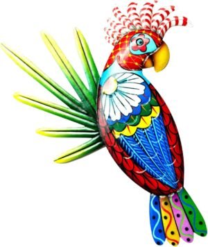 SM SunniMix Metal Parrot Wall Decor, Bird Colorful Wall Art, Hanging Wall Decorations for Outdoor Indoor Home Kitchen Bedroom Garden Yard, Pink