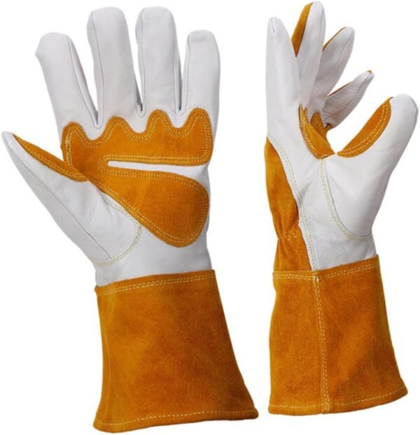 Sosoport 2 Pairs Gardening Protective Gloves Miss Fireplace Goatskin Top Layer Heavy